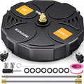 EVEAGE 18 Inch Large Size Pressure Washer Surface Cleaner Attachment with Wheels, 4000 PSI Power Washer Accessory with 1/4" Quick-Connect,2 Extension Wand for Driveways Sidewalks Patios Cleaning