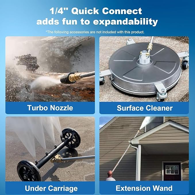 5000 PSI 4.0 GPM Heavy Duty Power Cleaner with Foam Cannon, 4 Nozzle Tips,33FT Hose and Soap Bottle for Home/Cars/Driveways/Patios/Decks/Fences(Blue)