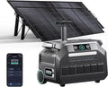 IEE P2400 Solar Powered Generator with 2x200W Solar Panel,2400W AC Outlet(Peak 5000W) 2048WH Lifepo4 Battery,5-8MS EPS Switch,1800W 1.2H Fast Charge Below 30DB Solar Power Station for Home Backup,RV.