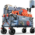 49" L Collapsible Extended Wagon with 500lbs Weight Capacity,300L Heavy Duty Sports Wagon,Big All-Terrian Wheels with Cup Holders,Cart for Sports,Grocery,Shopping(LightBlue)
