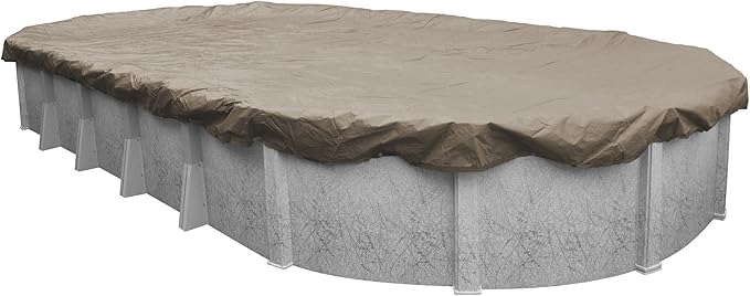Robelle 16 x 32 ft Professional Tan Winter Oval Pool Cover for Above Ground Pools, 4 ft Overlap (20 x 36 ft Cover Size), Solid 12 x 12 Scrim, 3.7 oz/yd2, 15-Year Warranty, Style: 571632-4-ROBA