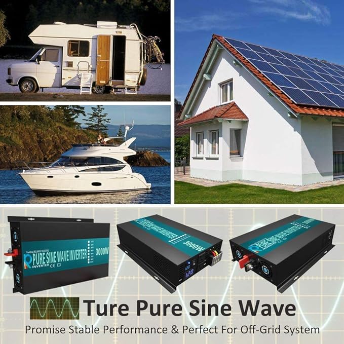 WZRELB 3000W 36V 120V Pure Sine Wave Power Inverter Remote Control with 2 AC Outlets,Car Inverter, 3000W 36V Remote (RBPRC-300036)