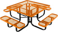 COATEDOUTDOORFURNITURE Heavy-Duty Portable Outdoor Kids Table with Umbrella Hole, Expanded Metal Kids Picnic Table, Commercial-Grade, Made in America (46 in, Square, Childrens, Orange)