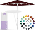 Midtown Umbrellas The Swilt 9 Feet Patio Umbrella in Sunbrella Burgundy Acrylic Fabric - Fiberglass Ribs, Auto-Tilt Aluminum Frame For Backyard, Deck, Garden, Pool - White Pole
