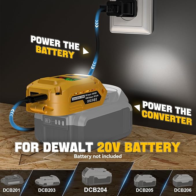 Ecarke Battery Charger Adapter Compatible with DeWALT 20V Battery: with USB Wall Charging Kit - 100W Bidirectional Portable Charger 20v for Battery Charge,Phone,Laptop Computer,Soldering Iron