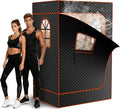 DoCred Upgraded 2 Person Portable Sauna Box, Extra Large Portable Steam Sauna for Home,Personal Sauna Tent Full Body with 2 Steamers, 2 Folding Chair,Remote Control
