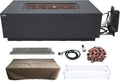 Elementi Andes Propane Gas Fire Pit Table Bundle - Cast Concrete with Concealed Pullout Tank Storage Drawer | Electronic Ignition | Canvas Cover, Lava Rock Included | Dark Gray