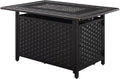 Fire Sense 63699 Albany Woven Aluminum Convertible Gas Fire Pit Table 45,000 BTU Multi-Functional Outdoor Firepit with Fire Bowl Lid Nylon Cover & Clear Fire Glass - Bronze Finish - Rectangular 44"