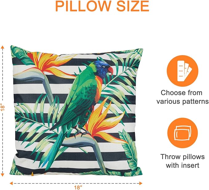 Outdoor Throw Pillows Waterproof Set of 2 Patio Pillows 18×18 Inch Decorative Pillows for Bed, Couch, Sofa and Patio Furniture