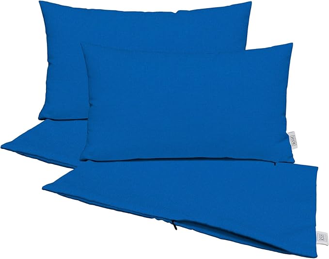 RSH DECOR: Sunbrella Pillow Covers Set of 4 | Covers Only - 26" x 16" | Outdoor Lumbar Pillow Covers Crafted with Sunbrella Performance Fabric | Canvas Pacific Blue