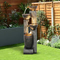 Outdoor Garden Water Fountain-Indoor Polyresin Waterfall Floor-Standing Fountains with LED Lights for Garden, Patio, Deck, Porch, Yard Art Decor (40inch)