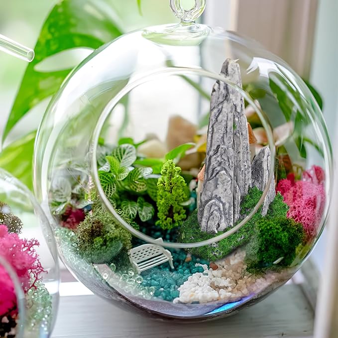 8Pcs Mini Rockery Zen Garden Accessories Mini Terrarium Decor, Miniature Mountain Bonsai Figurines for DIY Plant Pot