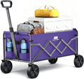 Collapsible Foldable Wagon, Foldig Cart with Wheel Heavy Duty with 180lbs Weight Capacity Lightweight Utility Camping Wagon for Groceries Garden Beach Sports Fishing(Violet)