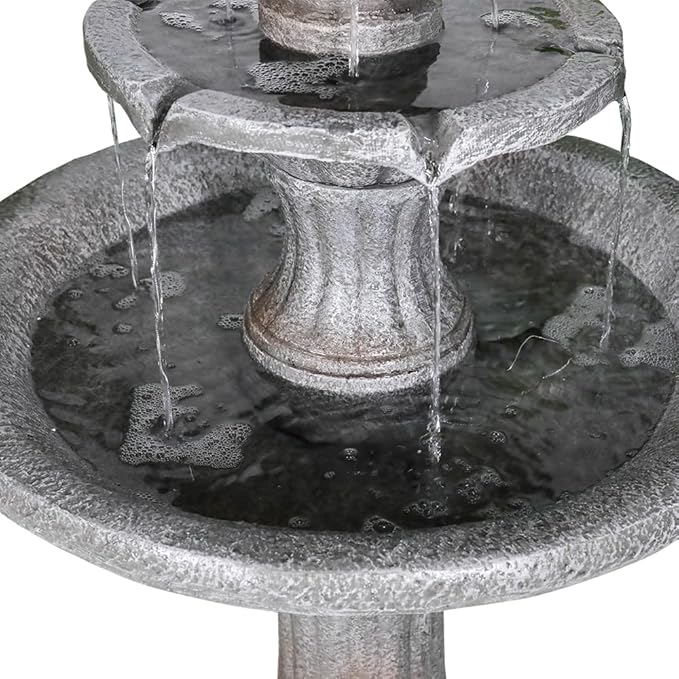 Marble Finish Concrete Outdoor Water Fountains 2-Tier Decor Dark Castle Designed 41.7" H Waterfall Fountains for Yard, Garden, Deck, Patio, Backyard, Porch, Lawn