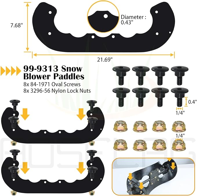 99-9313 Snow Blower Paddles with 55-8760 Scraper Blade Replaces Toro 99-9313, 125-1128, 55-9250, 55-9251, 88-0771 for Toro 38180 ccr 2000 ccr 2400 ccr 2500 ccr 3650 ccr2000 ccr3650 Snowthrower