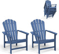 Stackable Adirondack Chairs Set of 2, Space Saving HDPE All-Weather Fire Pit Chair for Outdoor Lawn Porch Deck