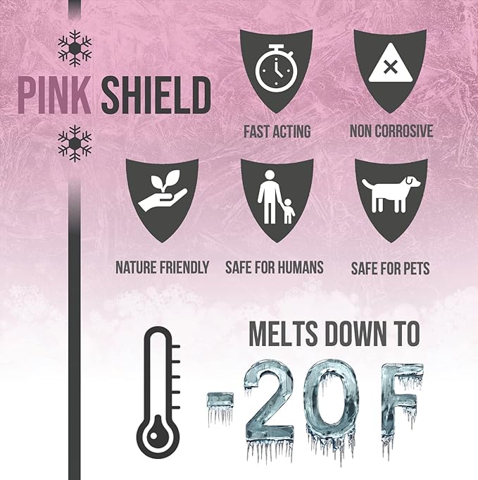 Peach Country Pink Ice Melt -25°F Effective, Eco-Friendly De-Icer, Fast-Acting Granules for Driveways, Walkways & Entryways, 45 lb Pail
