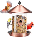 Kingsyard Metal Bird Feeders for Outdoors Hanging with 8 Ports, 4.5 lbs Large Tube Bird Feeder with Seed Tray for Cardinal Finch, Easy to Fill and Clean, Copper