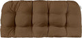 RSH DECOR: Sunbrella Play Tufted Wicker Loveseat Cushion | 41” x 19" | Water and Fade-Resistant Performance Fabric | Outdoor Settee Cushion for Patio Furniture | Play Mocha