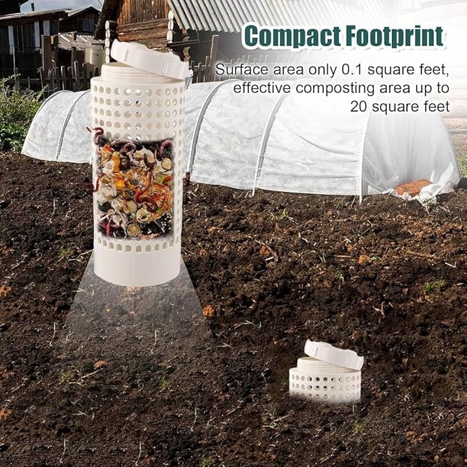 Inground Farm Composter, Outdoor Farm Compost Bin for Reducing Kitchen Food Waste, Raised Garden Beds and Yards, 12 x 6 x 6 inches, Sustainable Gardening Tool Worm Composter (3)