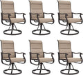 Amopatio Padded Patio Swivel Chairs Set of 6, Outdoor Dining Chairs with Ultra Soft Textilene High Back Seat & Metal Rocker Frame, for Backyard Deck Lawn Garden, Brown