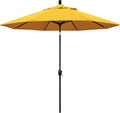 California Umbrella GSPT908302-5457 9' Round Aluminum Market, Crank Lift, Push Button Tilt, Black Pole, Sunbrella Sunflower Yellow