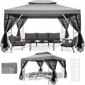 COBIZI Gazebo 10x13 Heavy Duty Gazebos with Improved Nettings Outdoor Gazebo Double Roof Patio Gazebos with Metal Steel Frame Outdoor Canopy for Patio,Garden, Backyard (Gray)