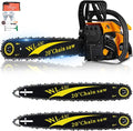 63cc Gas Powered Chainsaw 20 Inch, 3.2KW 2-Stroke Engine, Heavy Duty Gas Chain Saw with 2 Chains & 2 Bars, Automatic Oiler, Anti-Vibration Handle for Logging, Firewood & Tree Cutting
