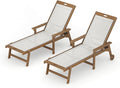 LUE BONA Chaise Lounge Chair Outdoor Set of 2, HDPS and HDPE Wicker Chaise Lounger with 5 Positions, Pool Lounge Chairs with Wheels and Adjustable Backrest for Patio, Poolside, Deck, Backyard