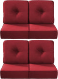 Luxury 22x24/22x25 6-Inch Outdoor Chair Cushions Set of 4 - Heavy Duty Water Repellent Comfortable Cushion for Patio Furniture Set Dining Gliding Rocking Chairs Loveseat L-Shape Sofa - Red