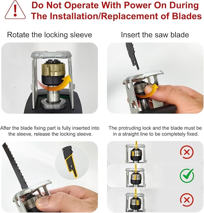 Cordless Reciprocating Saw 20V with 2 Batteries & Charger, Variable Speed 0-3000SPM, Tool-Free Blade Change, Includes 4 Saw Blades for Wood, Metal, PVC and Tree Cutting