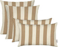 RSH DECOR: Sunbrella Lumbar & Square Pillows Set of 4 | 20" x 12" & 17" x 17" | Water and Fade-Resistant Performance Fabric | Outdoor Throw Pillows for Patio Furniture | Maxim Heather Beige