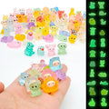 100pcs Luminous Mini Resin Animals Figures, Tiny Resin Animals Bulk, Glow in The Dark, for Miniature Fairy Garden Accessories Micro Landscape Aquarium Potted Decoration