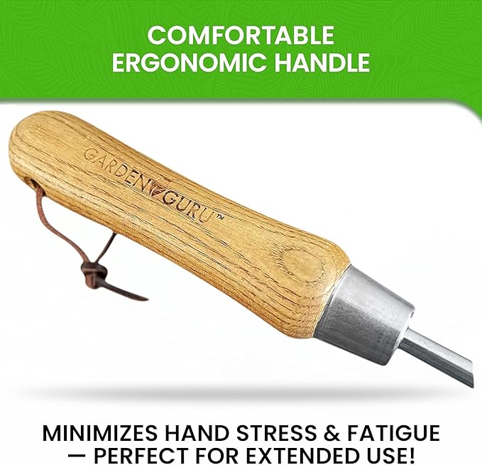 Garden Guru Eco Hand Cultivator Rake Tiller Tool- 100% Recycled Stainless Steel - Rust Resistant - FSC Certified Wood Ergonomic Handle - Great for Gardening Cultivating Loosening Weeding