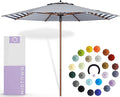 Midtown Umbrellas The Wooden 9 Feet Patio Umbrella With Terylast Navy Stripes (Navy/White Stripes) Polyester Fabric - Aluminum Frame Market Umbrella For Backyard, Deck, Garden, Pool - Wooden Pole