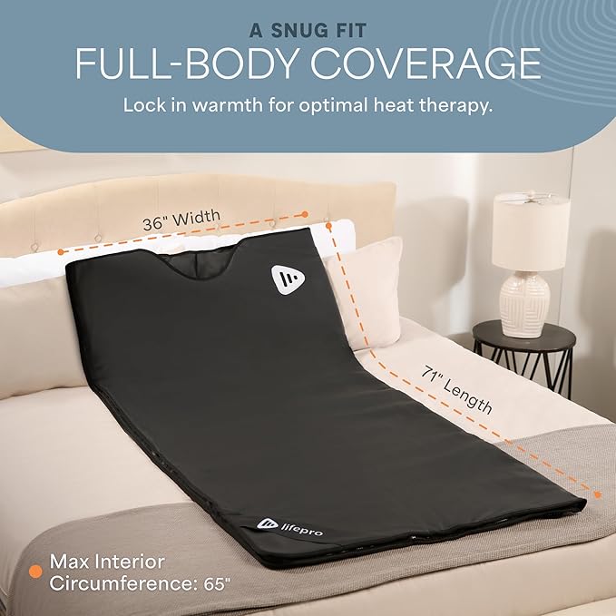LifePro RejuvaWrap Far Infrared Sauna Blanket for Detox & Relaxation – Available in 5 Colors & 3 Models – Portable Sauna Blanket Infrared for Muscle Relief, Circulation & Recovery – 9 Heat Levels