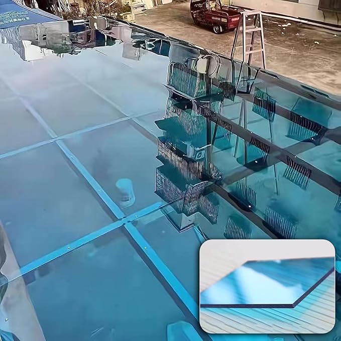 2mm Polycarbonate Sheet,Polycarbonate Greenhouse Panels,Roofing Transparent Insulation Daylighting Panels,Strong and not Easily Deformed,for Greenhouse Sheds Roofs,Carports.(Blue,6X 9.8ft)