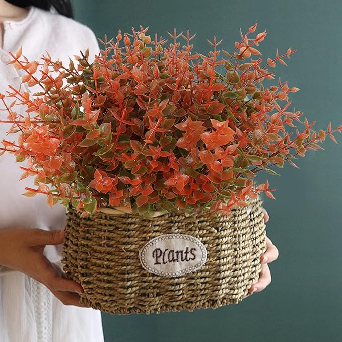RECUTMS 12 Bundles Artificial Fall Flowers No Fade Faux Autumn Plants, Fake Indoor Outdoor Greenery Fall Decorations for Thanksgiving Christmas Wedding Party Home Garden Fireplace Décor