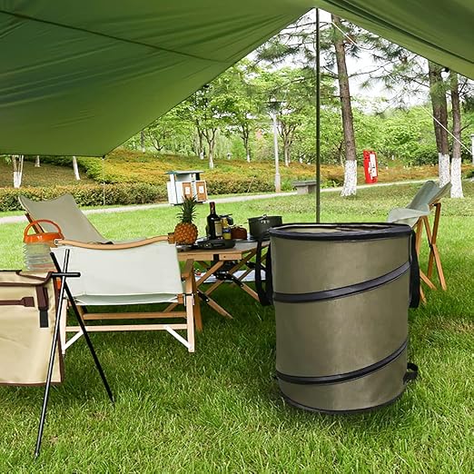 Camping Trash Can, Pop-Up Trash Can/Recycle Bin, Reusable Yard Waste Bags/Lawn Bags/Leaf Bags, Car Garbage Can, Foldable Camping Recycling Bin 2-Pack (Green10gallons)