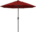 California Umbrella 9' Rd Sunbrella Aluminum Patio Umbrella, Crank Lift, Auto Tilt, Bronze Pole, Jockey Red