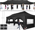 COBIZI 10x30 Pop up Canopy Tent 10x30 Canopy with Sidewall Waterproof Heavy Duty Commercial for Parties Outdoor Garden Gazebo Tent, Carry Bag with Wheel(10x30ft with Sidewalls,Black)