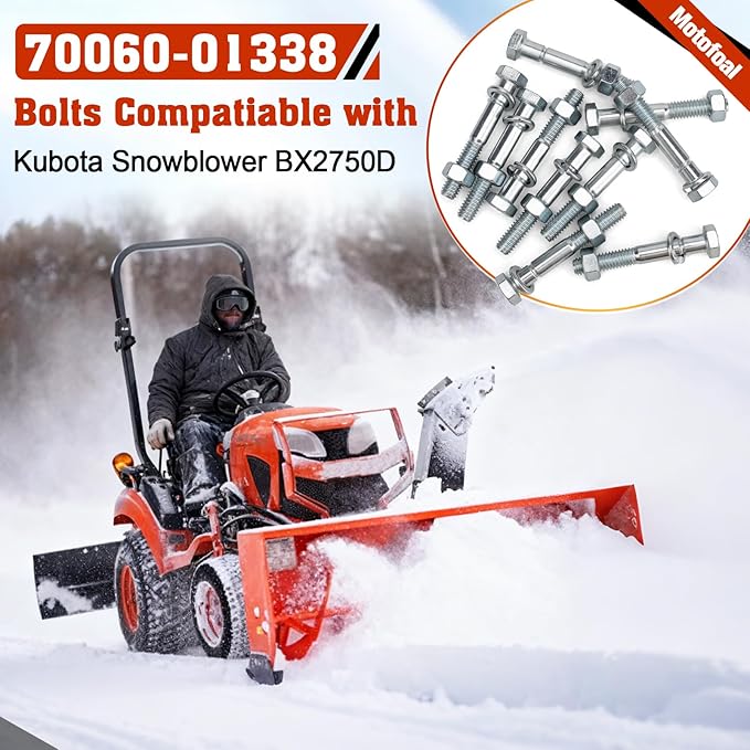70060-01338 Snowblower Shear Bolts for Kubota Snowblower BX2750 BX2816 BX2822 BX5450 DB2550 G2003 G2538 G2546 T2724 T2740 T2834 Grade 8 Front Snowblower 5/16" x 2-1/4" 10pcs