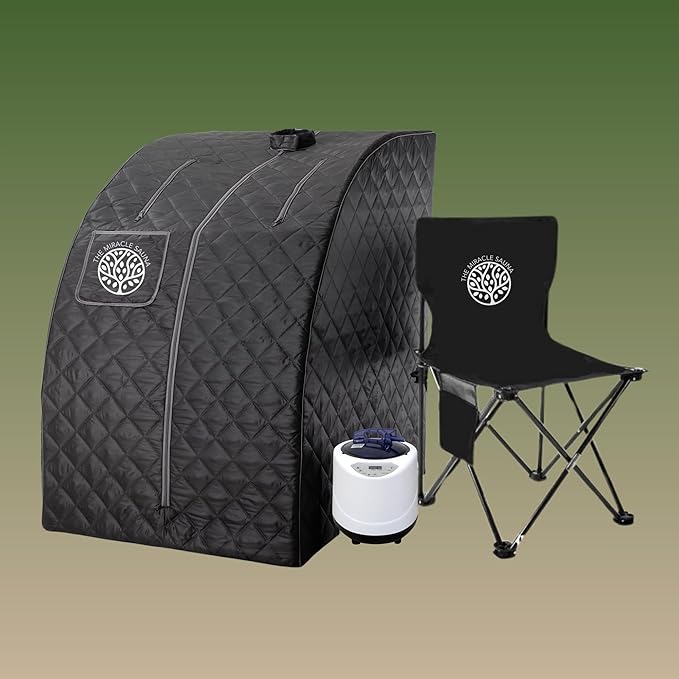 One Person Portable Steam Sauna Tent with 1000W/ 110V Steamer, 40” x 34” x 29”