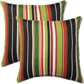 Comfort Classics Set of 2 Indoor/Outdoor Throw Pillow 12" x 12" x 4" in Polyester Fabric Garden Stripe Inc.
