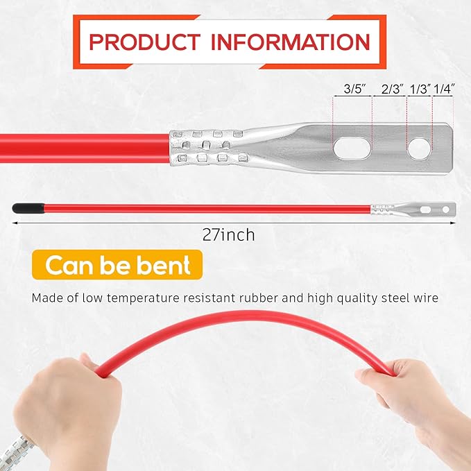 Lasnten 6 Pcs 27 Inch Snow Plow Blade Markers Guide Kit Steel Wire Inside Bolt on Bumper Guides High Visibility Easy Installation for ATV Western Snowplows(red)