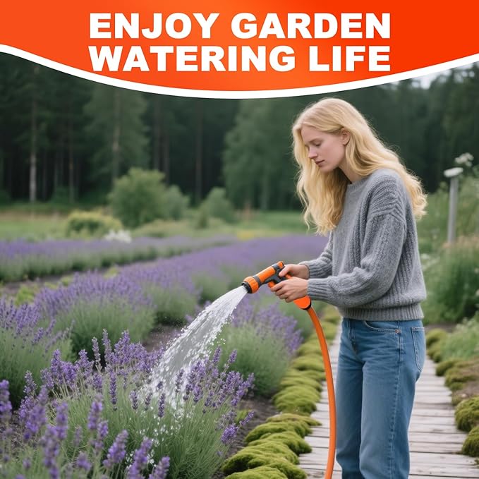 YOTOO Heavy Duty Hybrid Garden Water Hose 5/8-Inch by 100-Feet 150 PSI Kink Resistant, Flexible with Swivel Grip Handle and 3/4" GHT Solid Brass Fittings, Orange
