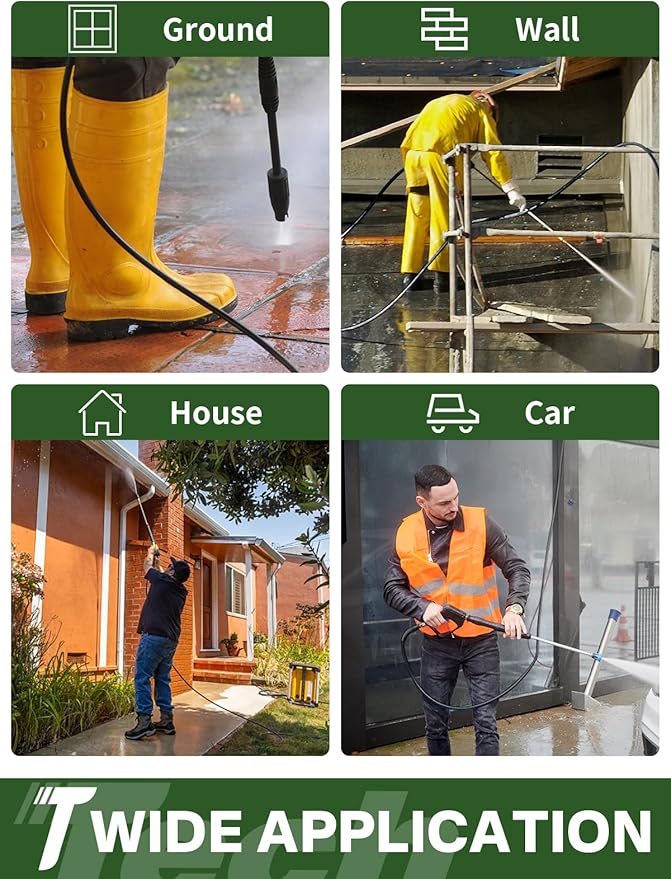 3/8" 4800PSI Pressure Washer Hose 125FT with Swivel Quick Connect for Cold/Hot Water Max 248°F, Kink Resistant Steel Wire Braided, Wear Resistant Power Washer Hose with M22 14mm Adapter