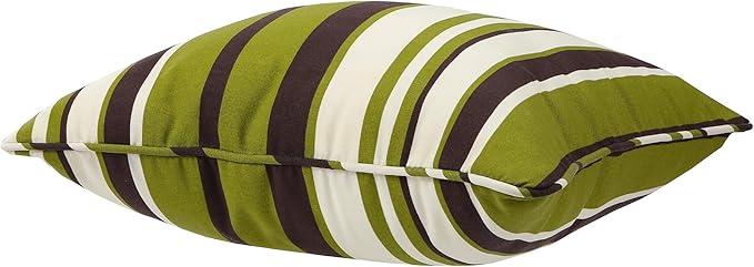 Outdoor Throw Pillow with Insert 18x18 Inch, Set of 2, Piping Edge Waterproof Fade Resistant Decorative Fluffy Pillows for Patio Furniture Chair Bench Couch Sofa - Green Striped