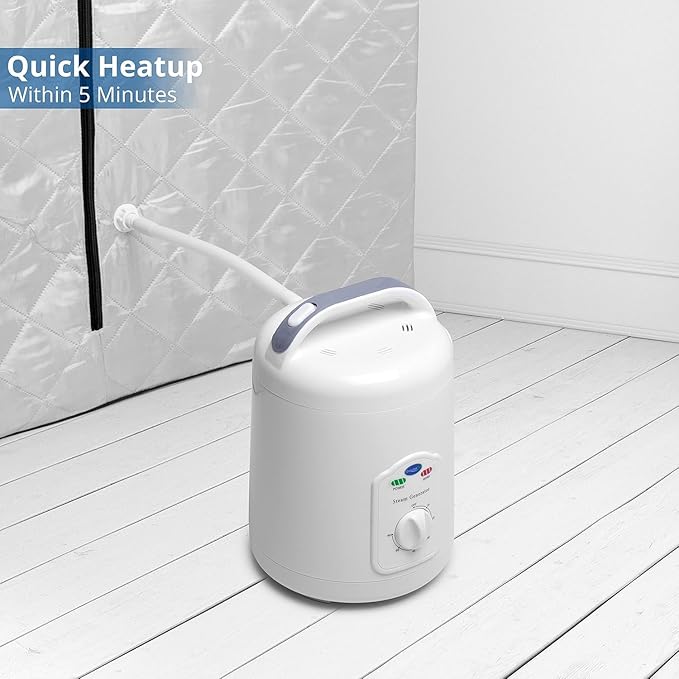 Durasage Oversized Portable Personal Steam Sauna Spa with 800W Steam Generator, 60-Minute Timer, Dual Pockets, Zippered Hand Openings & Chair for at-Home Relaxation (Silver, 33"x31.5"x41")