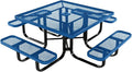 COATEDOUTDOORFURNITURE Heavy-Duty Portable Outdoor Kids Table with Umbrella Hole, Expanded Metal Kids Picnic Table, Commercial-Grade, Made in America (46 in, Square, Childrens, Textured Light Blue)